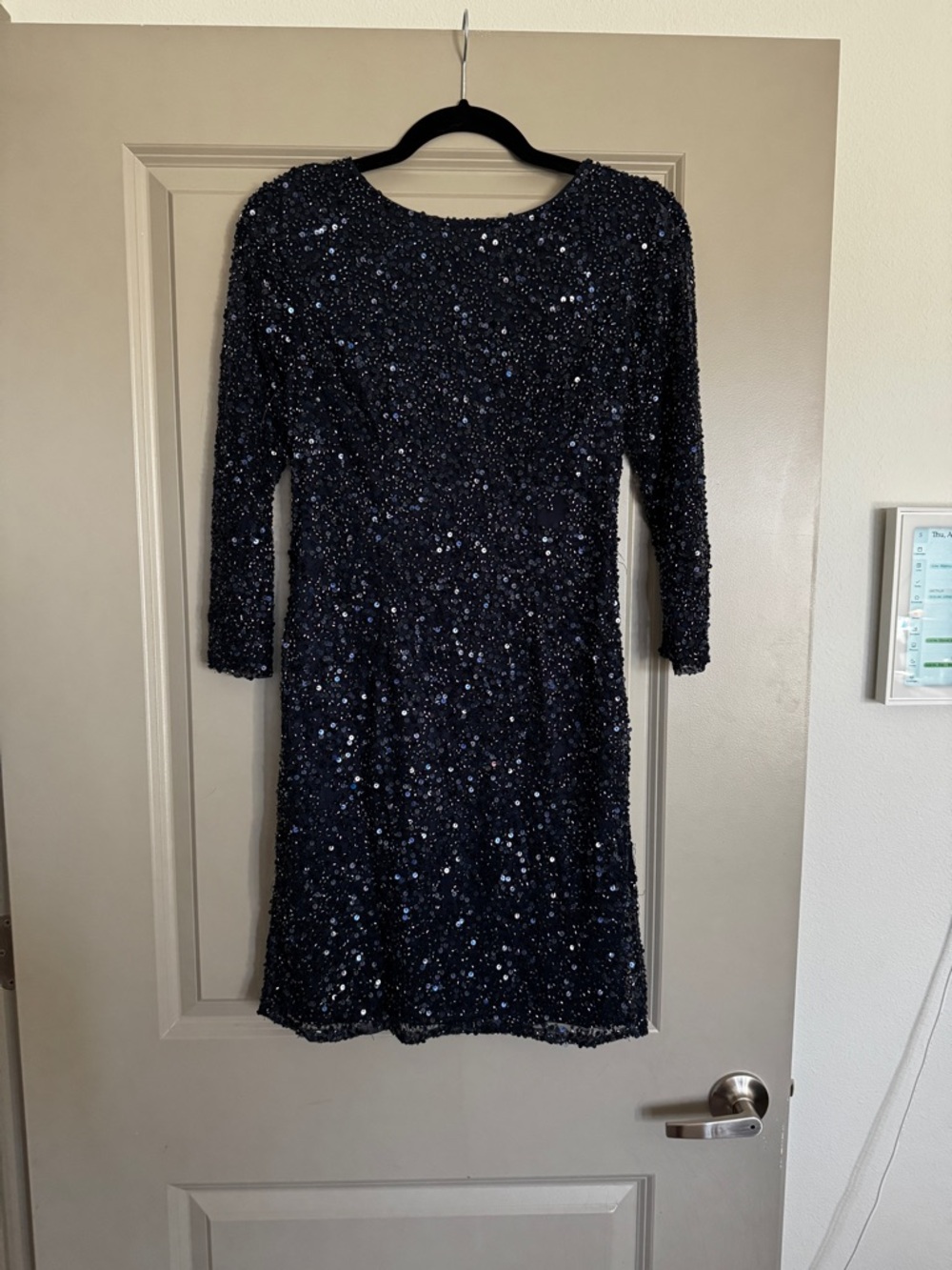 Pisarro Nights Navy Sequin Long Sleeve Cocktail Dress
